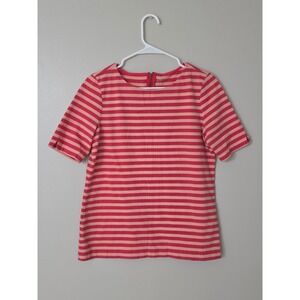 Ann Taylor Loft Womens Shirt Medium Stripes‎ Short Sleeve Cotton